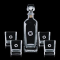 25 Oz. Langley Crystalline Decanter w/ 4 On The Rocks Glasses